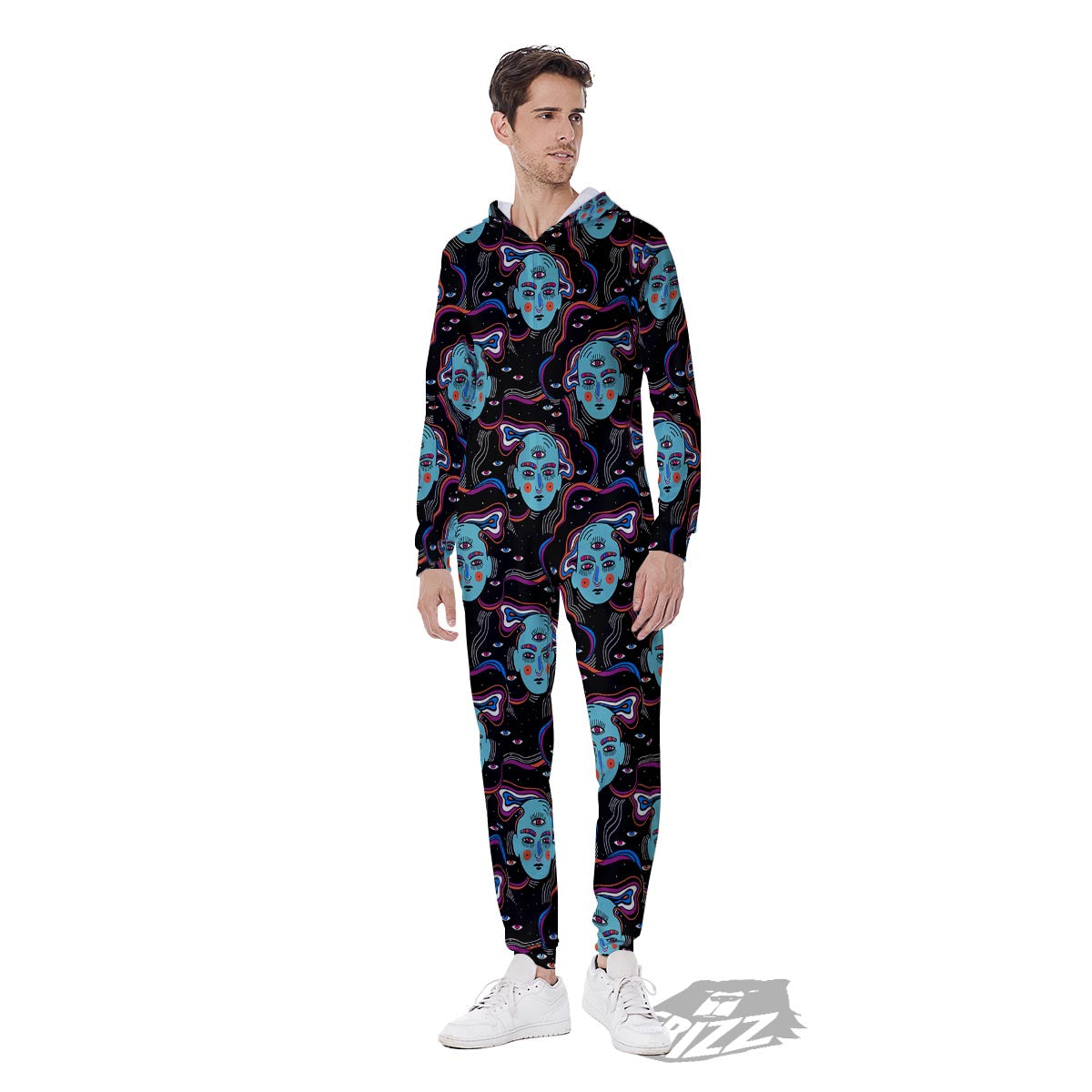 Psychedelic Hippie Retro Print Pattern Men's Jumpsuit-grizzshop