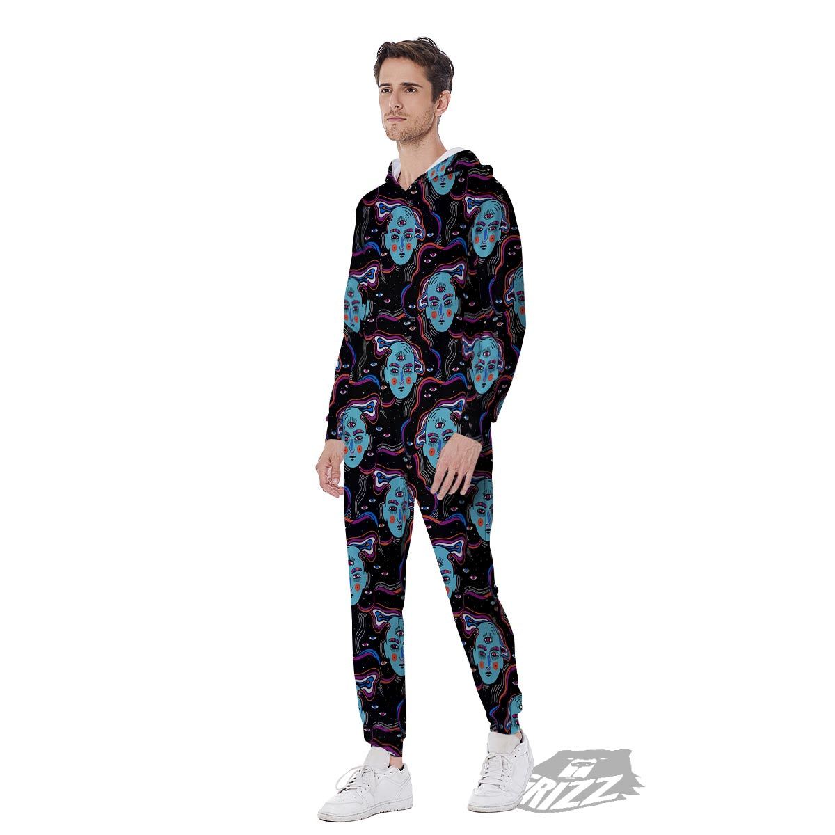 Psychedelic Hippie Retro Print Pattern Men's Jumpsuit-grizzshop