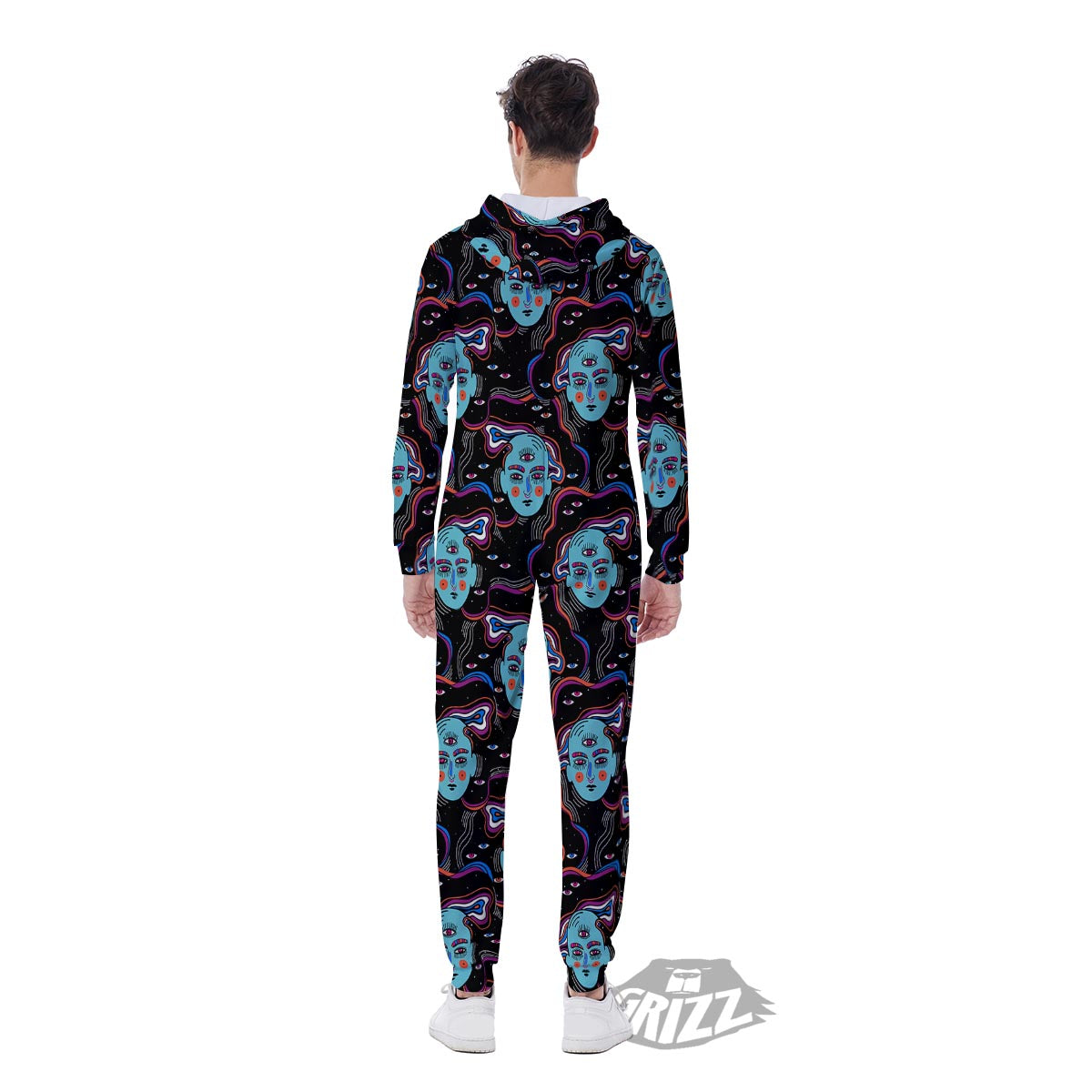 Psychedelic Hippie Retro Print Pattern Men's Jumpsuit-grizzshop