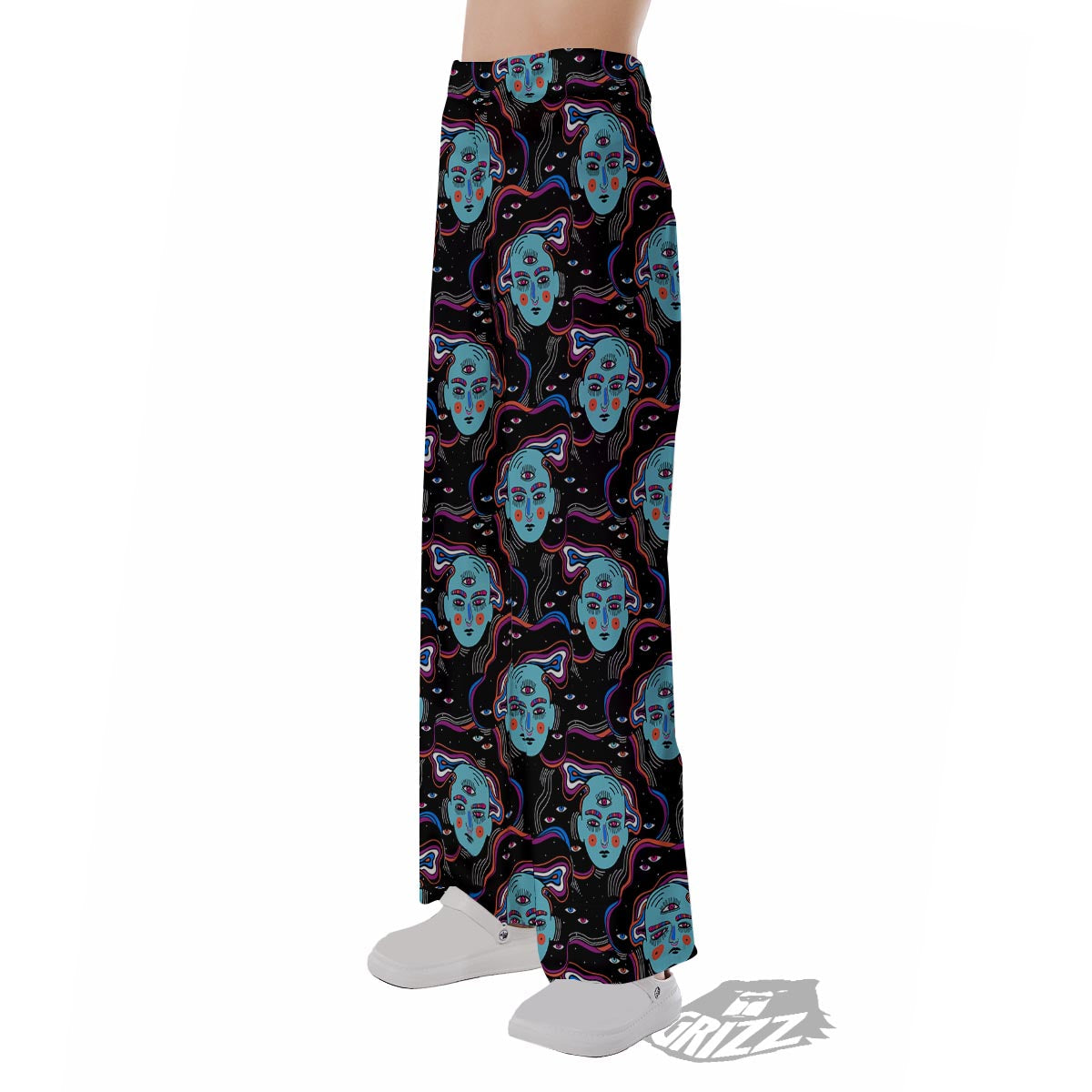 Psychedelic Hippie Retro Print Pattern Pajama Pants-grizzshop