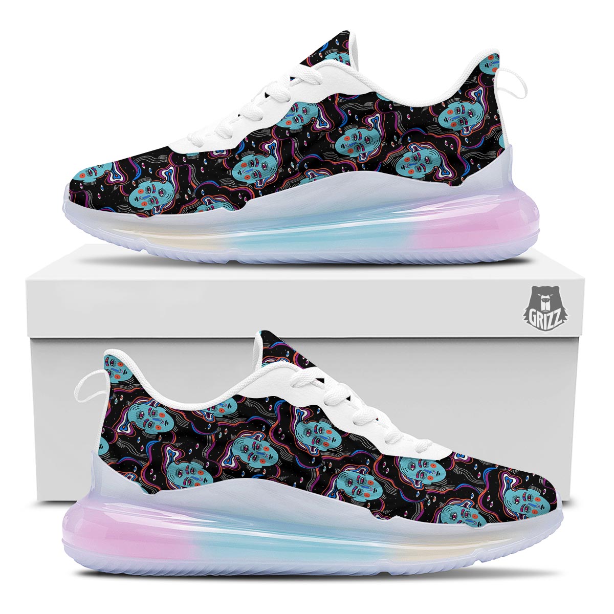 Psychedelic Hippie Retro Print Pattern Running Sneakers-grizzshop