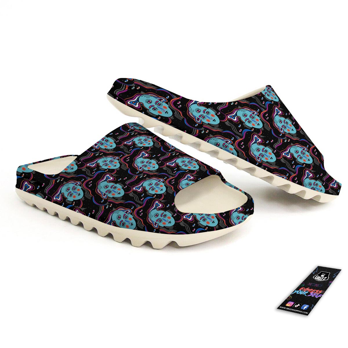 Psychedelic Hippie Retro Print Pattern Sandals-grizzshop