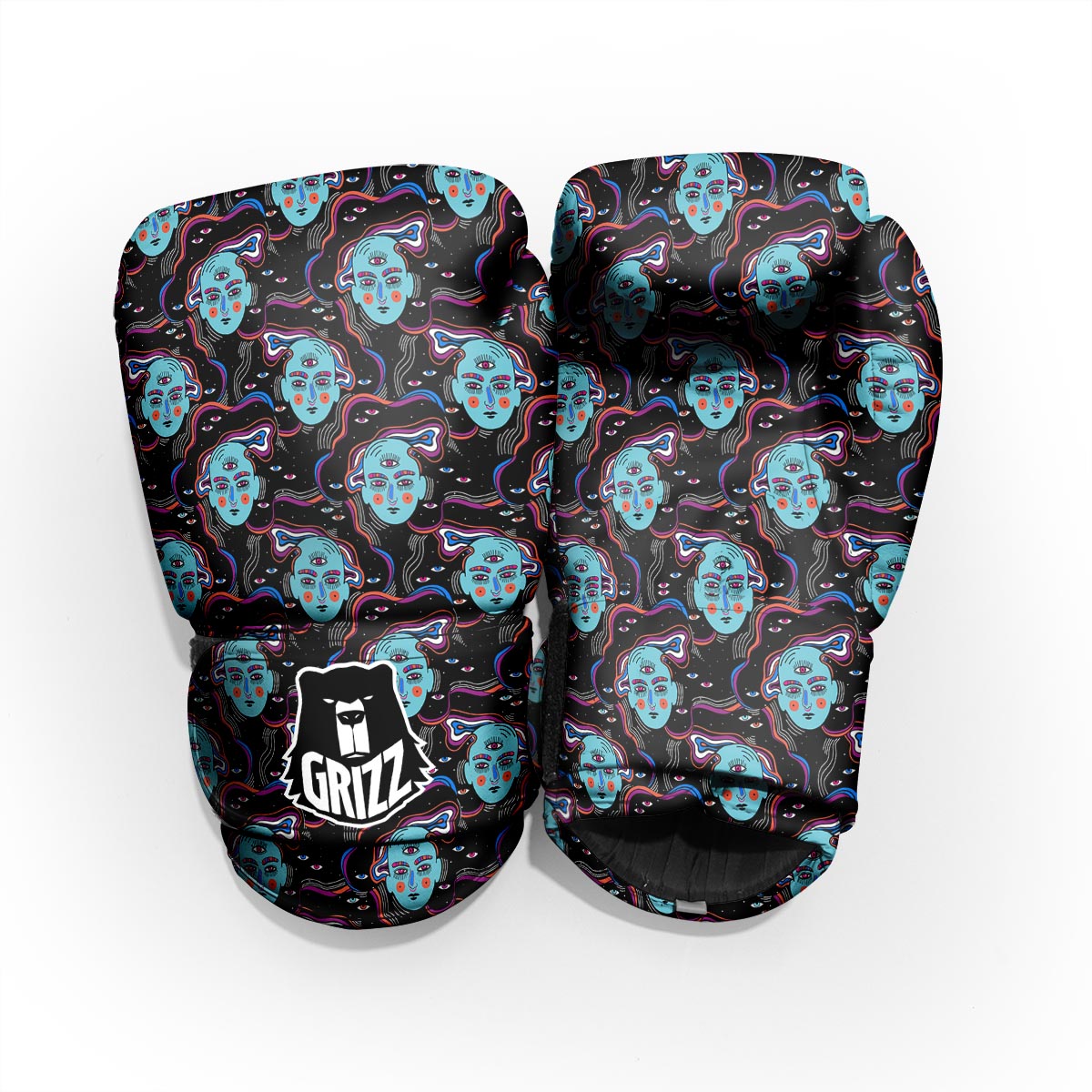 Psychedelic Hippie Retro Print Pattern Pro Boxing Glove