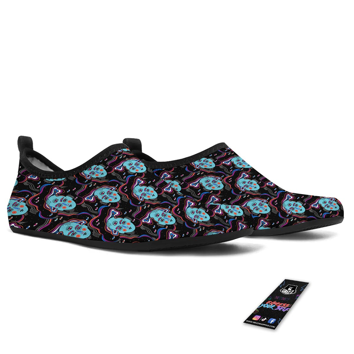 Psychedelic Hippie Retro Print Pattern Water Shoes-grizzshop