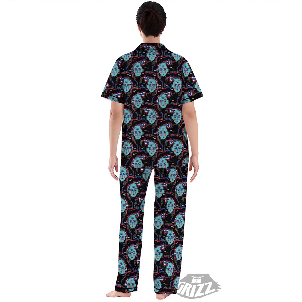 Psychedelic Hippie Retro Print Pattern Women's Pajamas Set-grizzshop