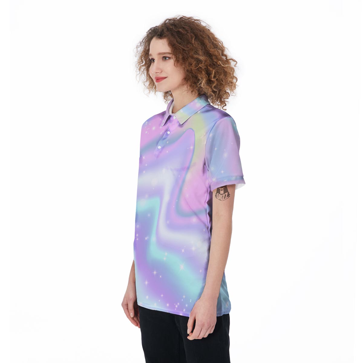 Psychedelic Holographic Women's Golf Shirts-grizzshop