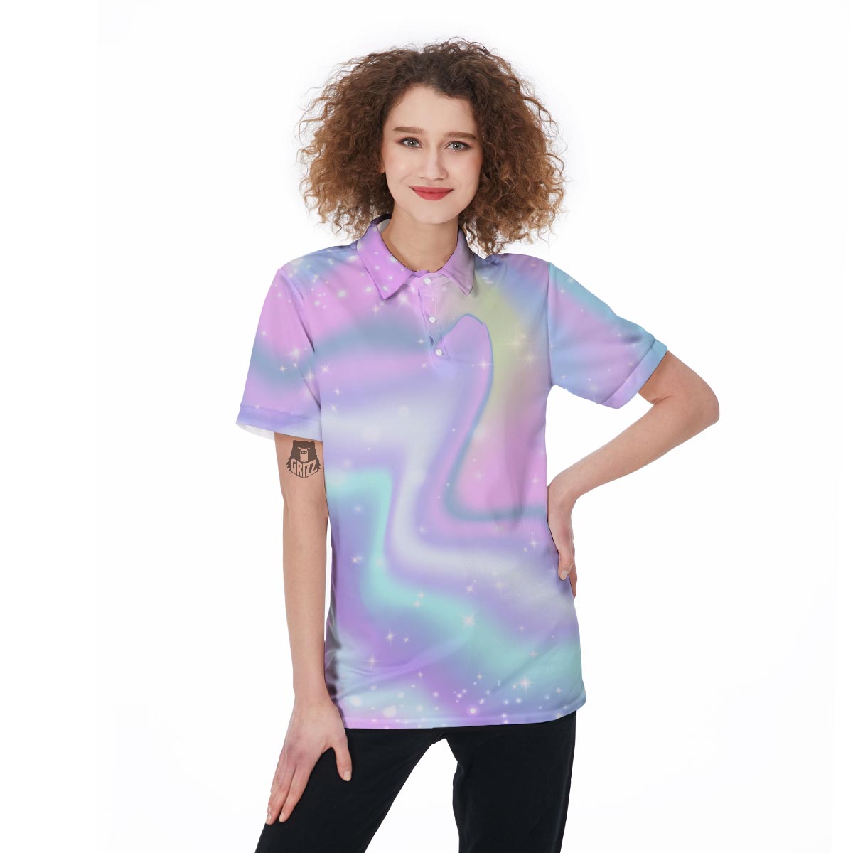 Psychedelic Holographic Women's Golf Shirts-grizzshop