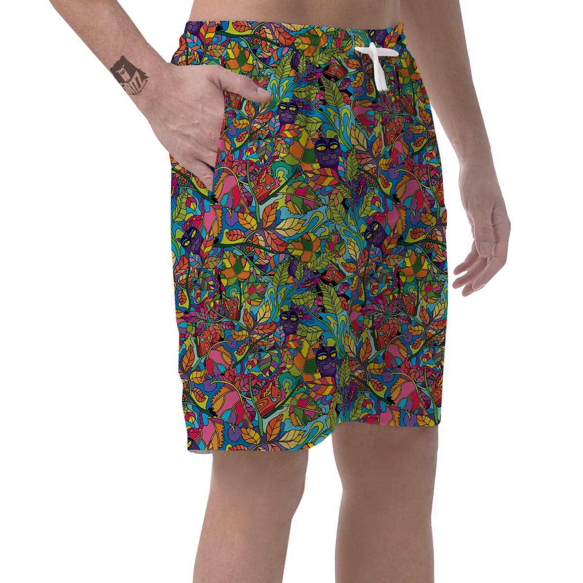 Psychedelic Jungle Forest Floral Men's Shorts-grizzshop