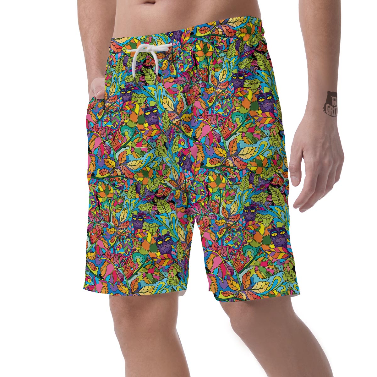 Psychedelic Jungle Forest Floral Men's Shorts-grizzshop