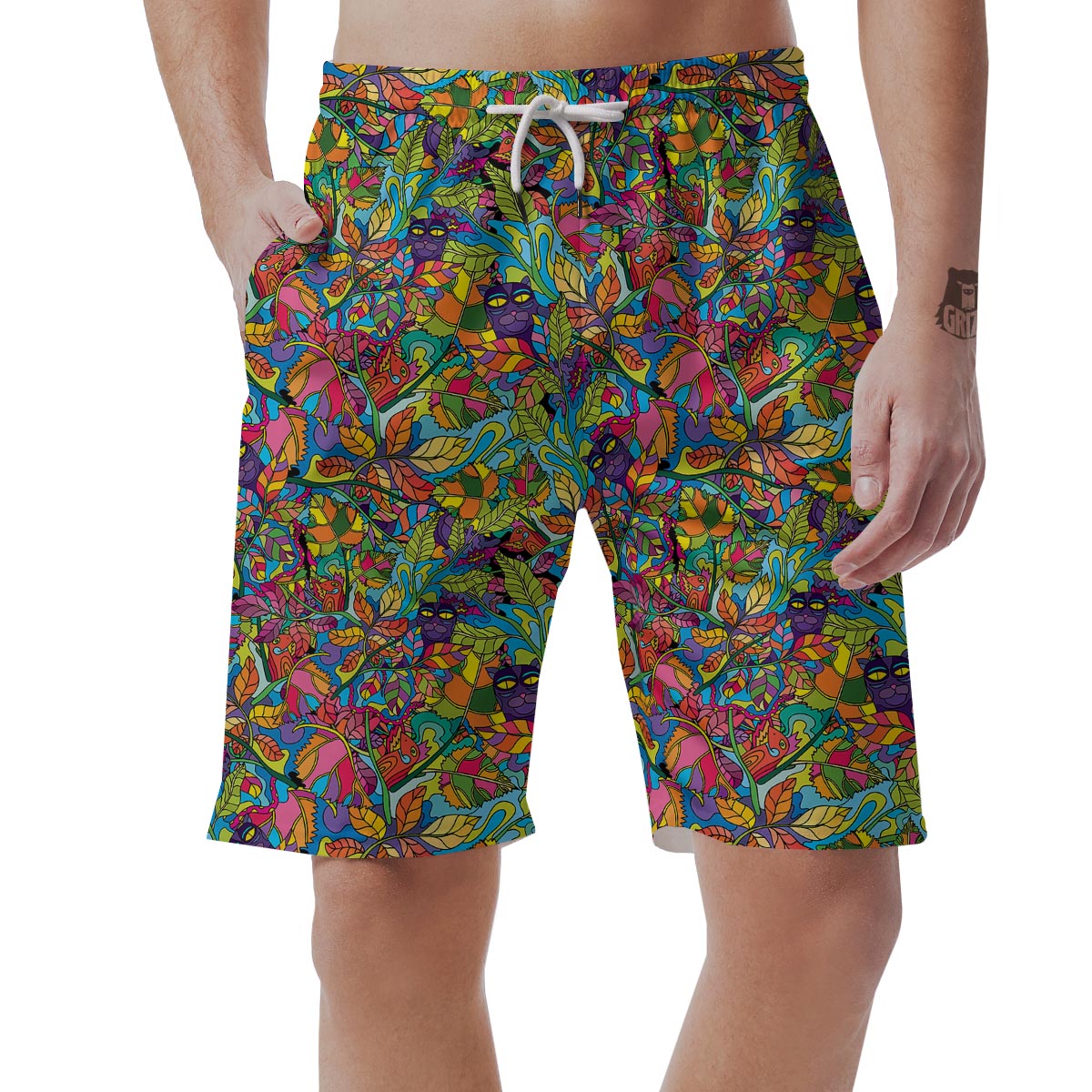 Psychedelic Jungle Forest Floral Men's Shorts-grizzshop