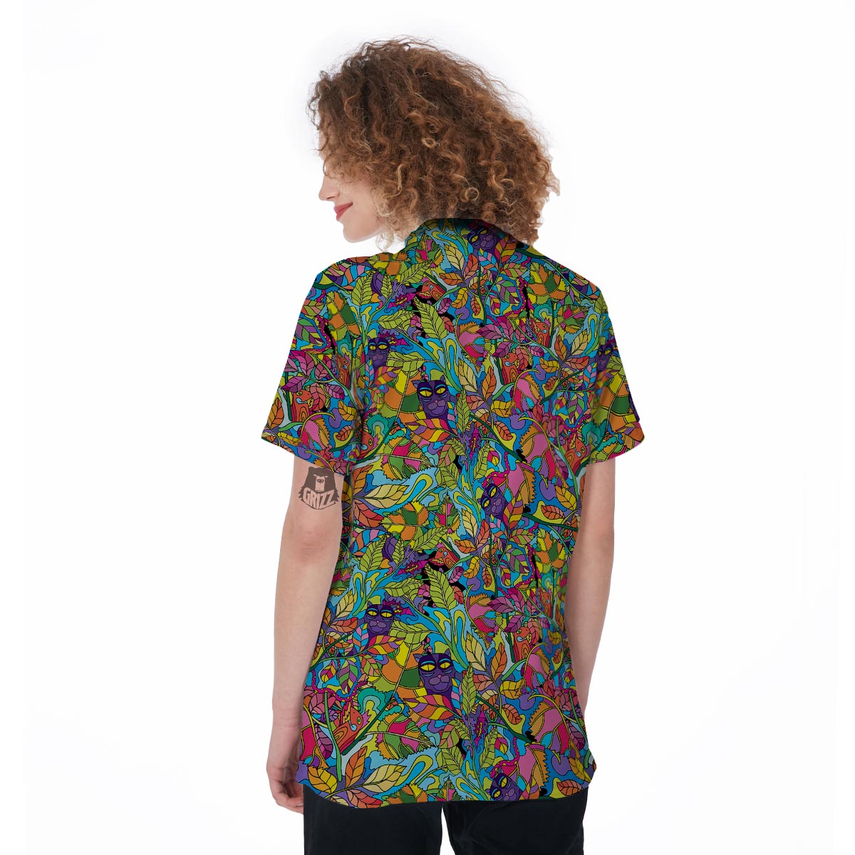 Psychedelic Jungle Forest Floral Women's Golf Shirts-grizzshop