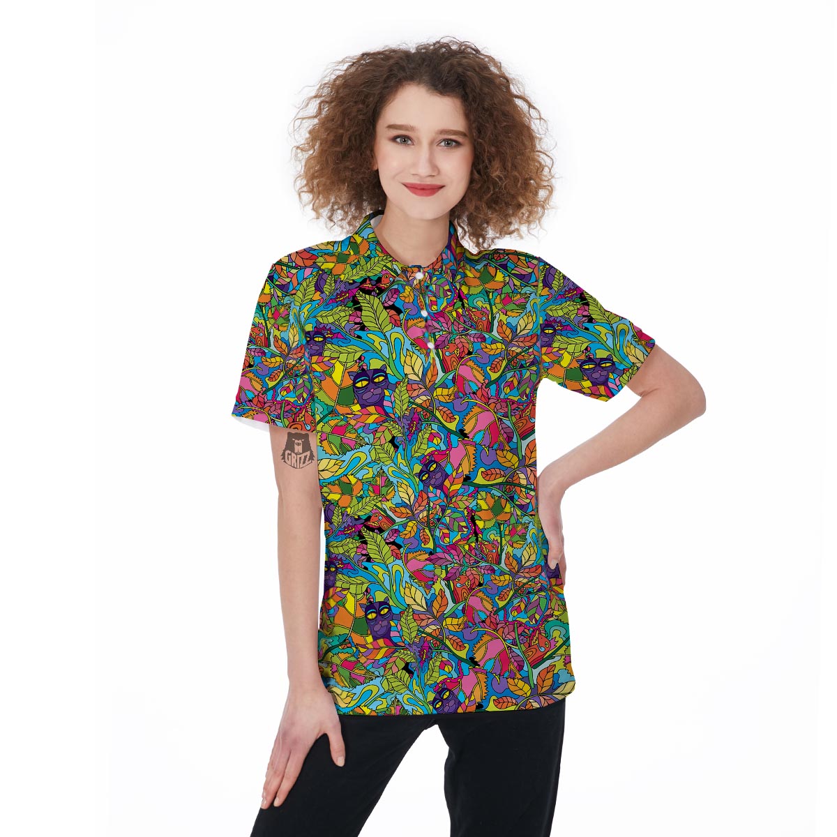 Psychedelic Jungle Forest Floral Women's Golf Shirts-grizzshop