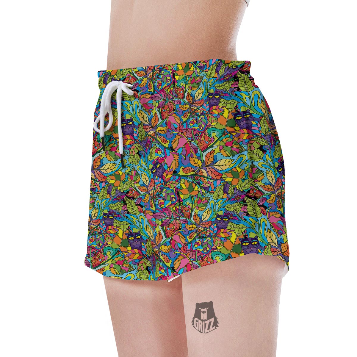 Psychedelic Jungle Forest Floral Women's Shorts-grizzshop