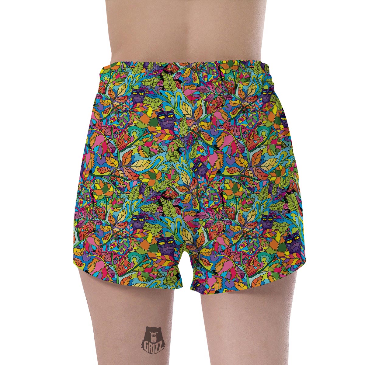 Psychedelic Jungle Forest Floral Women's Shorts-grizzshop