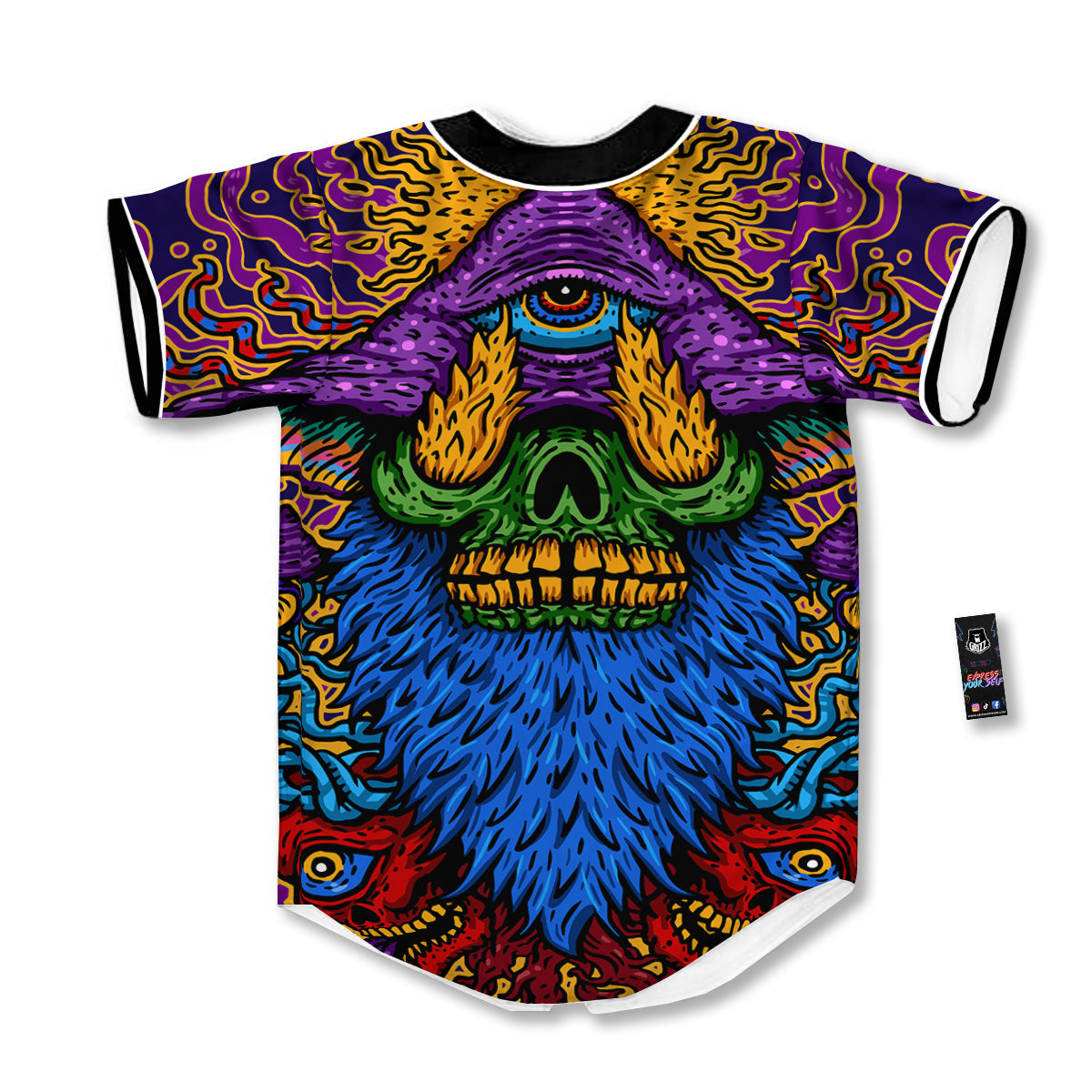 Psychedelic Magic Mushroom Print Baseball Jersey-grizzshop