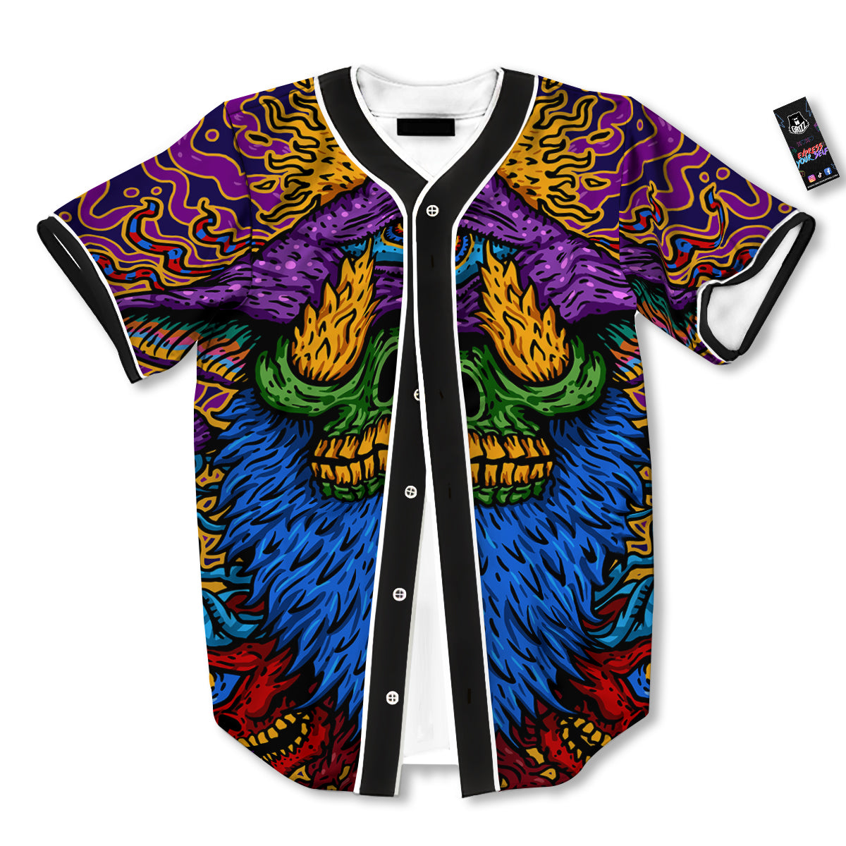 Psychedelic Magic Mushroom Print Baseball Jersey-grizzshop