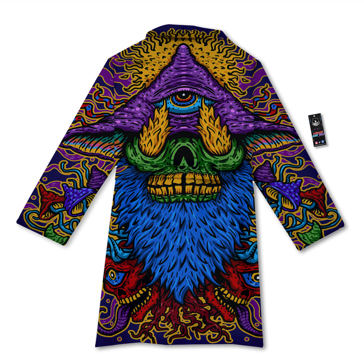 Psychedelic Magic Mushroom Print Bathrobe-grizzshop