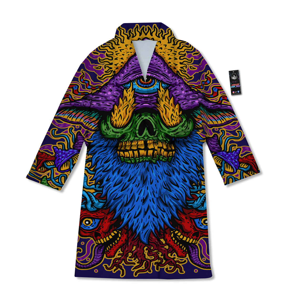 Psychedelic Magic Mushroom Print Bathrobe-grizzshop