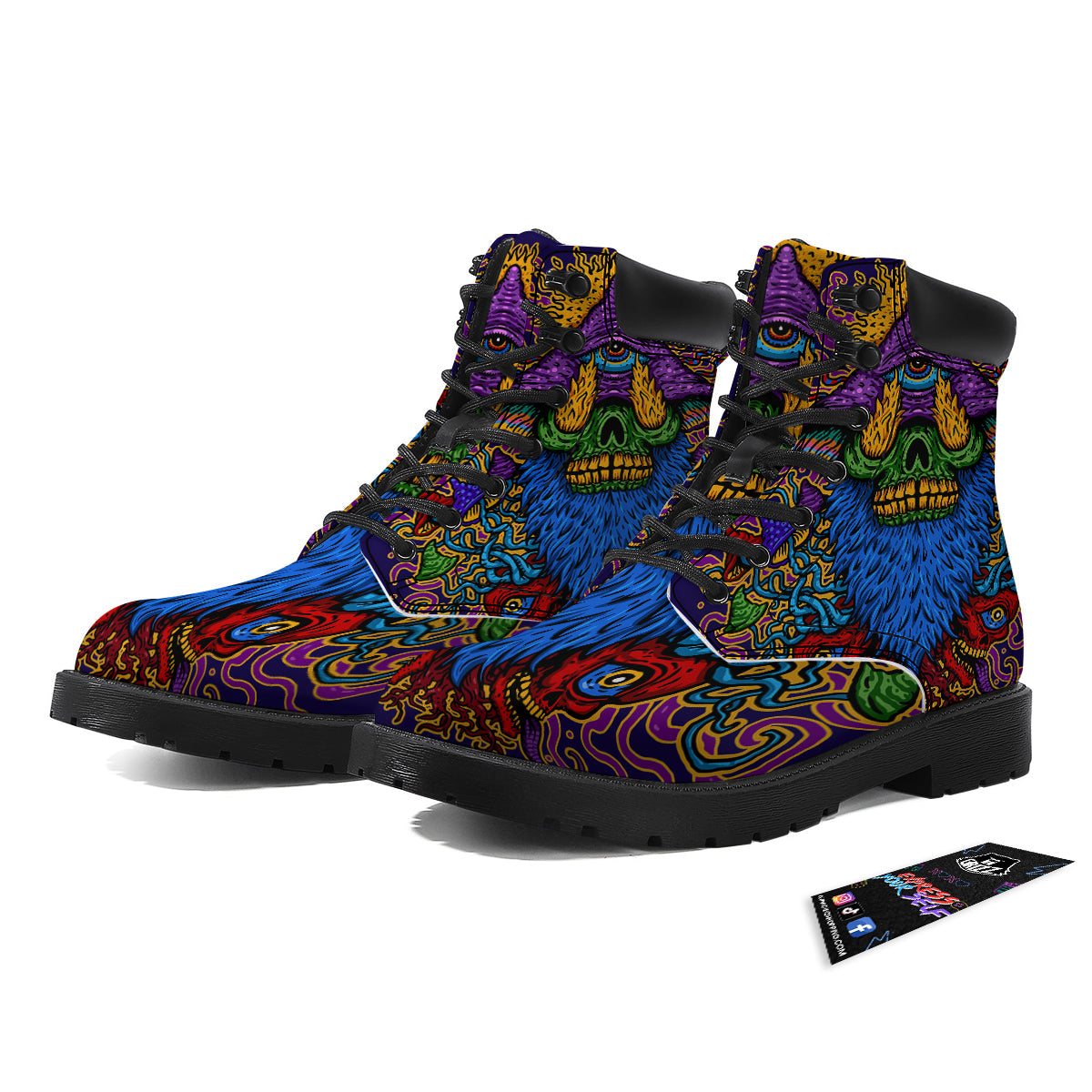 Psychedelic Magic Mushroom Print Boots-grizzshop