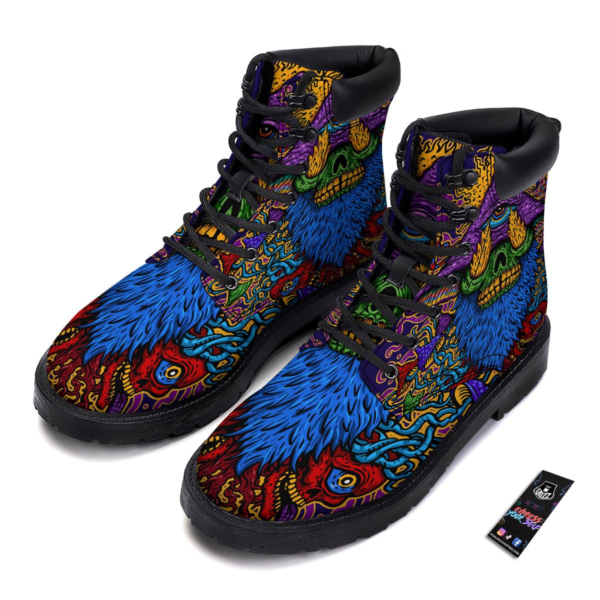 Psychedelic Magic Mushroom Print Boots-grizzshop