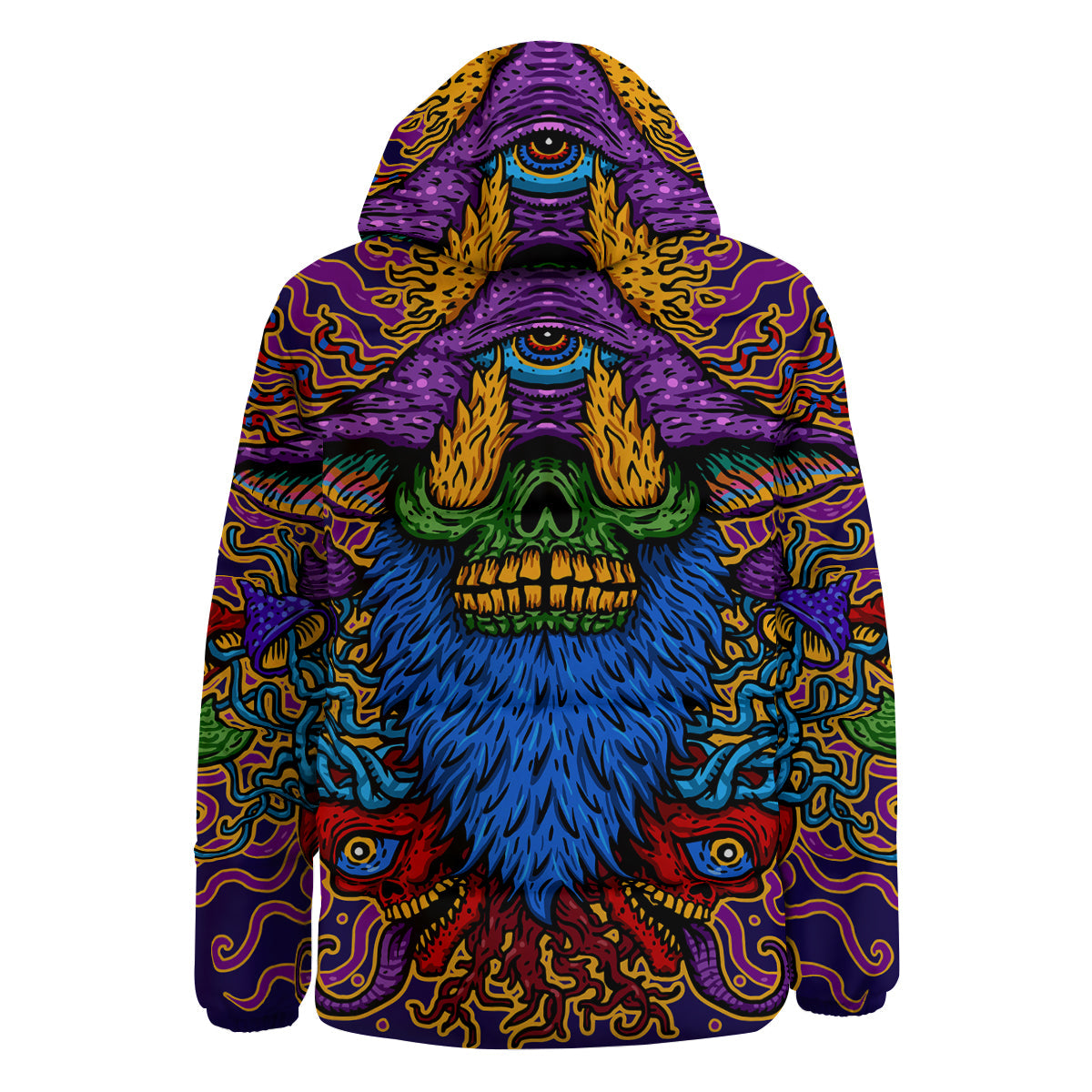 Psychedelic Magic Mushroom Print Down Jacket-grizzshop