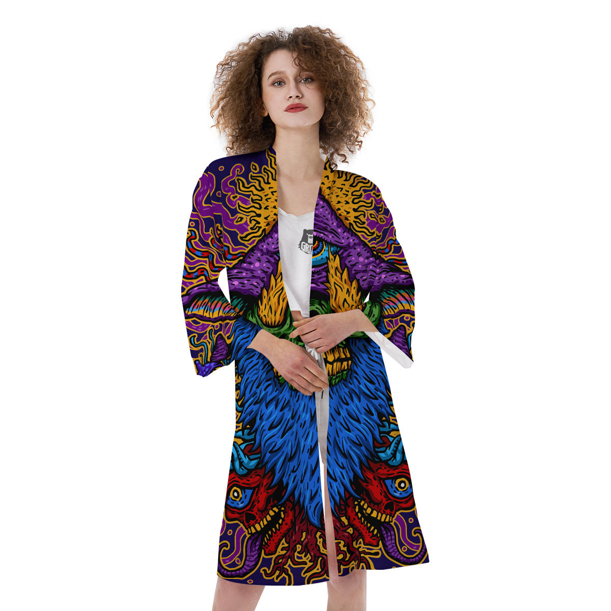Psychedelic Magic Mushroom Print Kimono-grizzshop