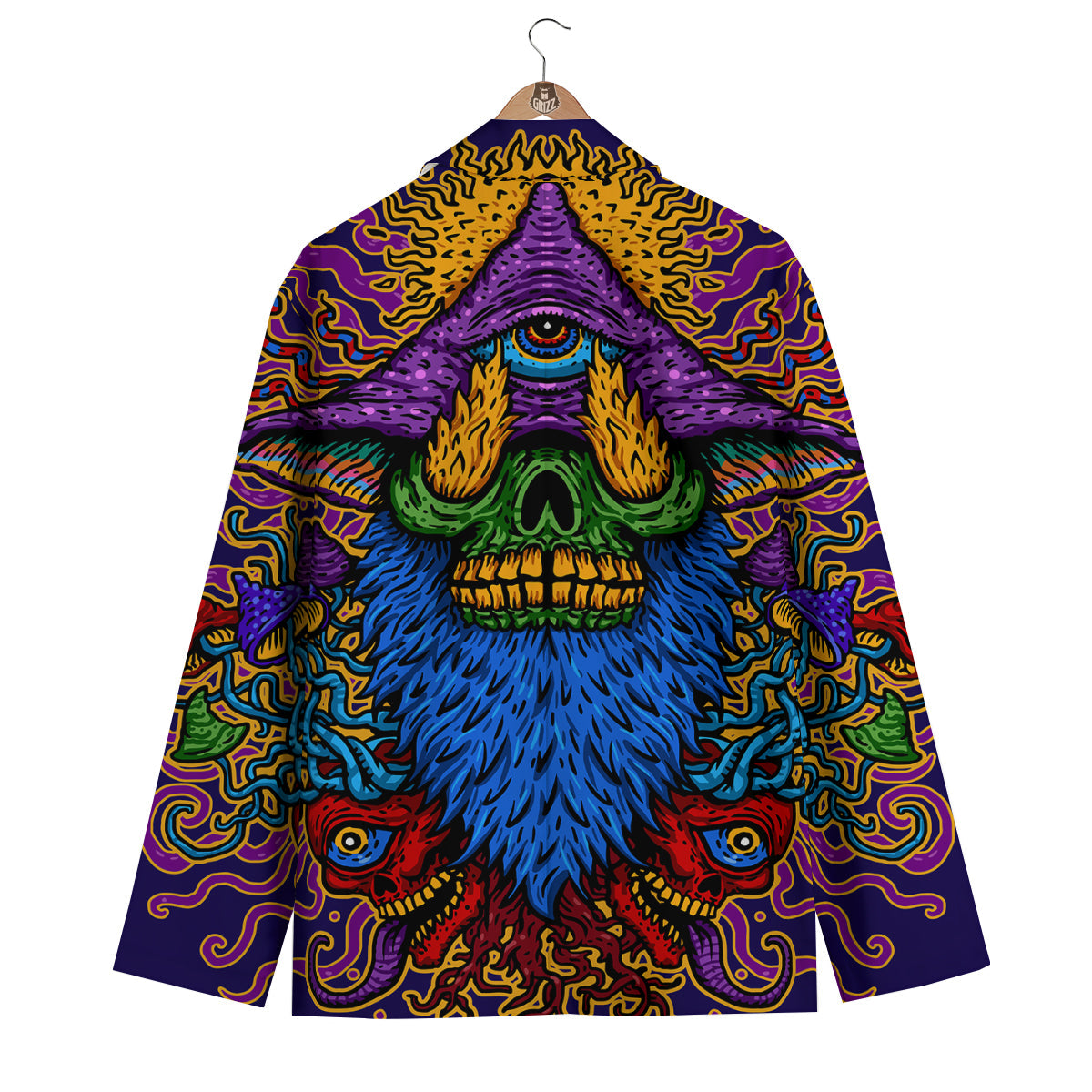 Psychedelic Magic Mushroom Print Men's Blazer-grizzshop