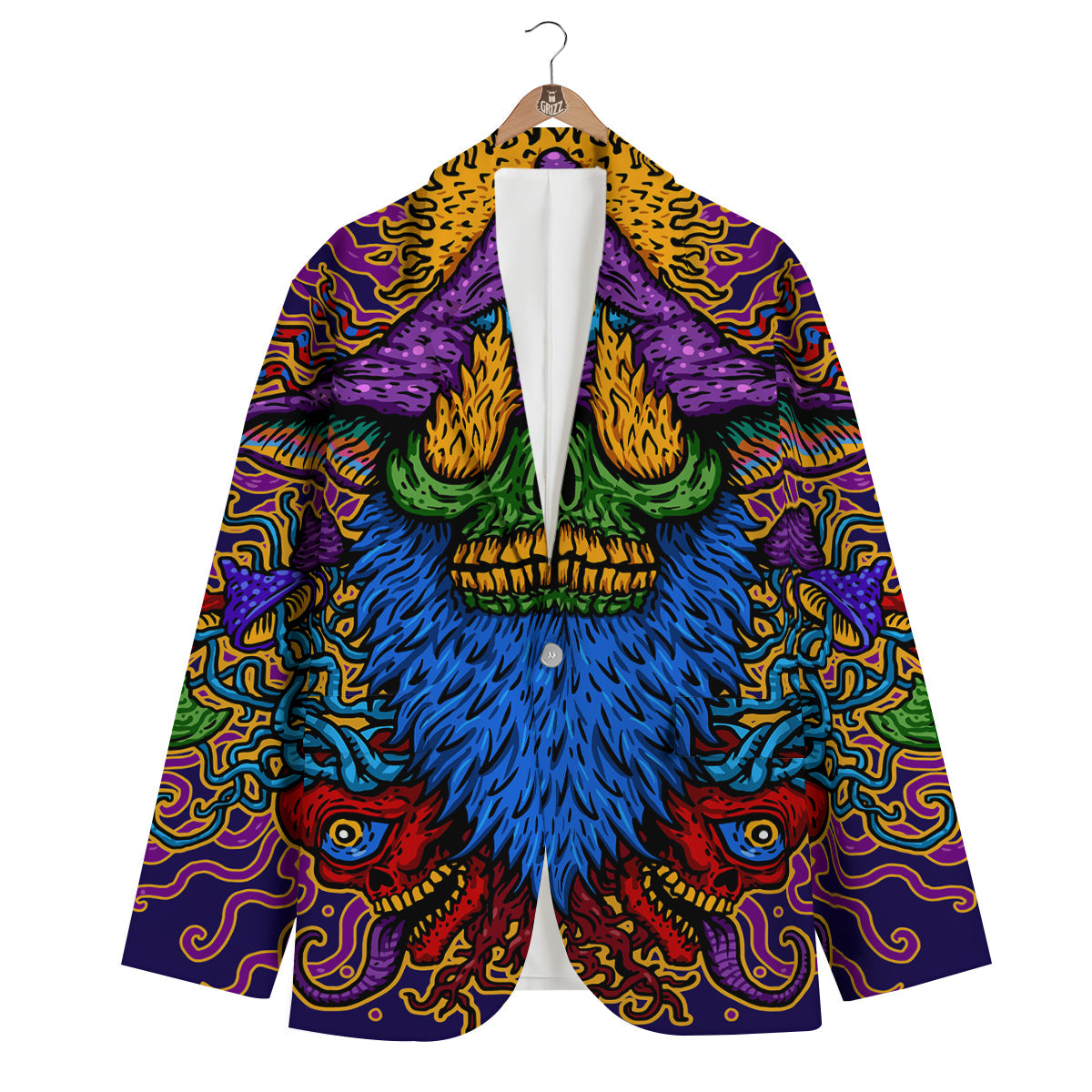Psychedelic Magic Mushroom Print Men's Blazer-grizzshop