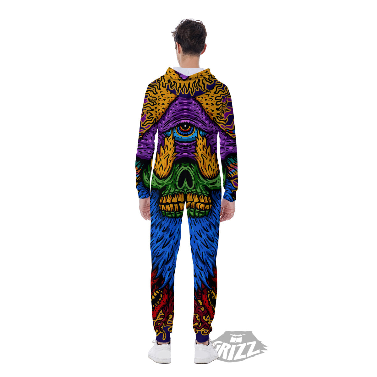Psychedelic Magic Mushroom Print Men's Jumpsuit-grizzshop