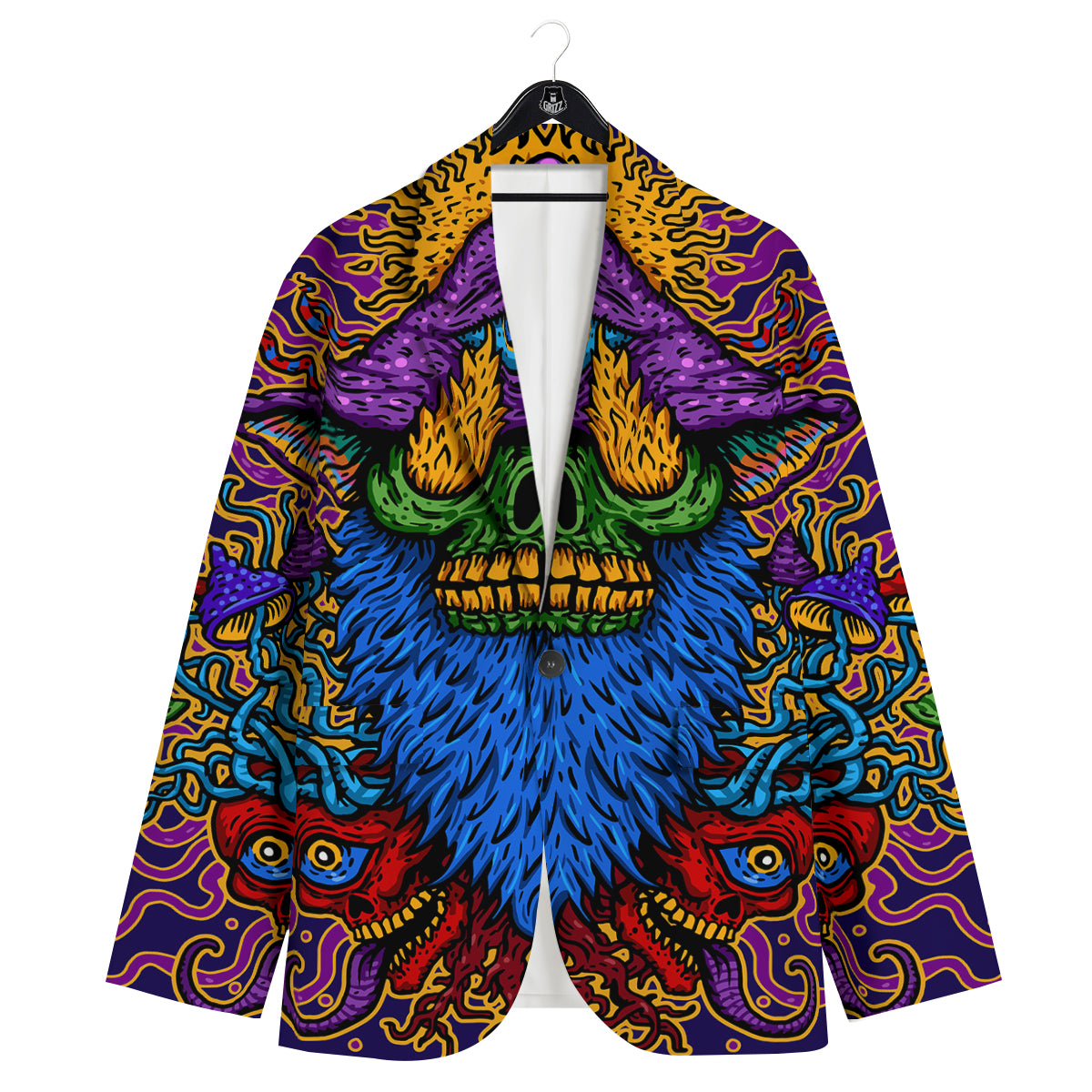 Psychedelic Magic Mushroom Print Men's Sport Coat-grizzshop