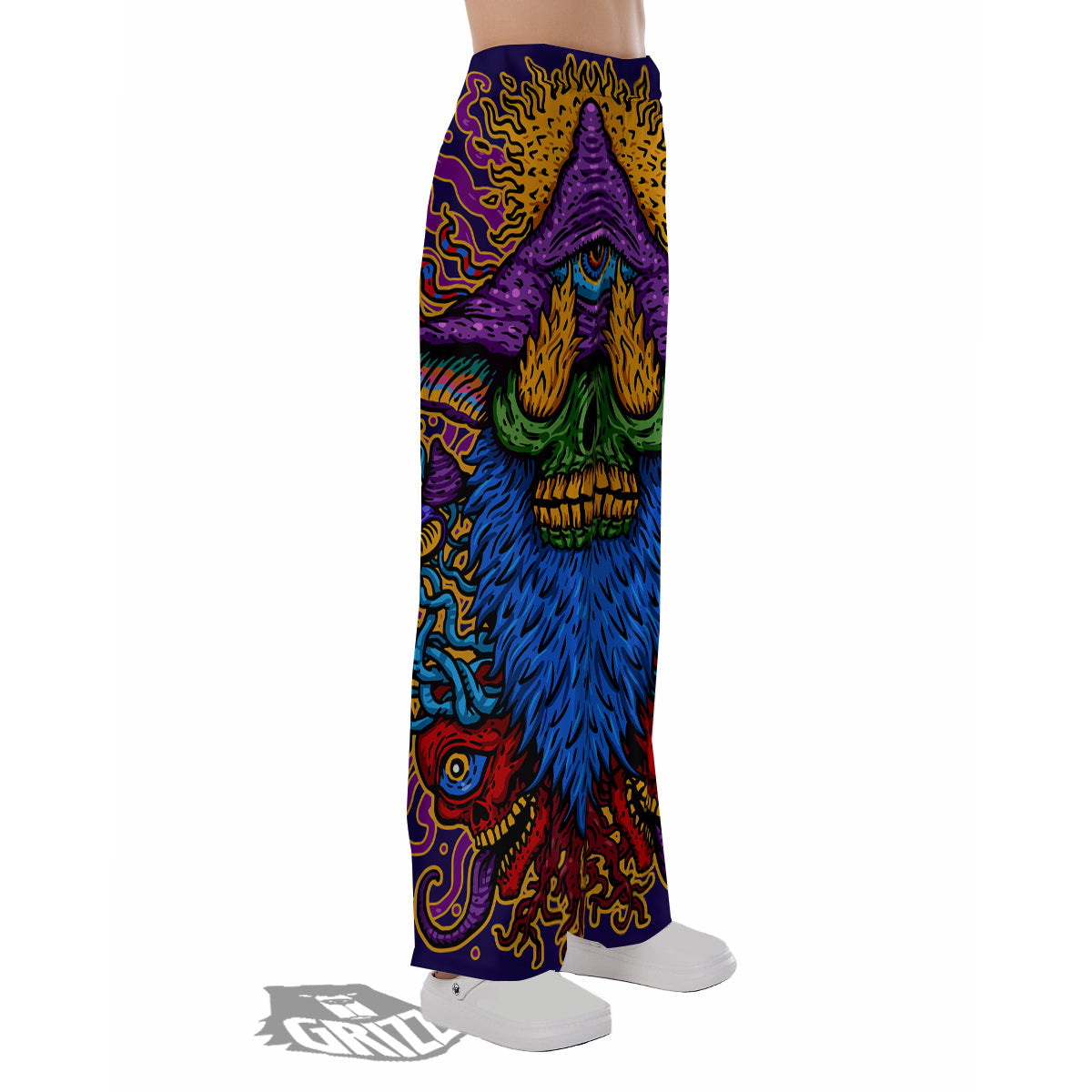 Psychedelic Magic Mushroom Print Pajama Pants-grizzshop
