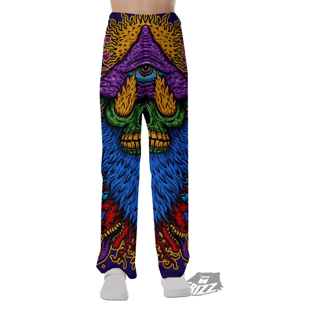 Psychedelic Magic Mushroom Print Pajama Pants-grizzshop