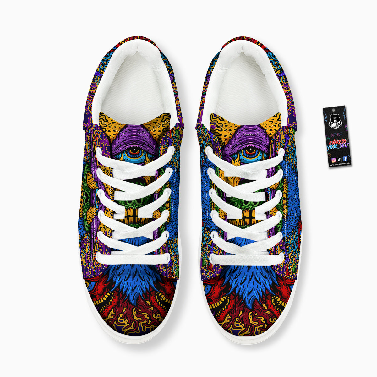 Psychedelic Magic Mushroom Print Platform Shoes-grizzshop