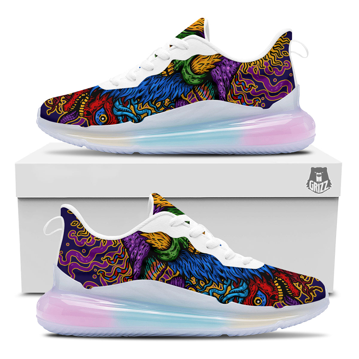 Psychedelic Magic Mushroom Print Running Sneakers-grizzshop