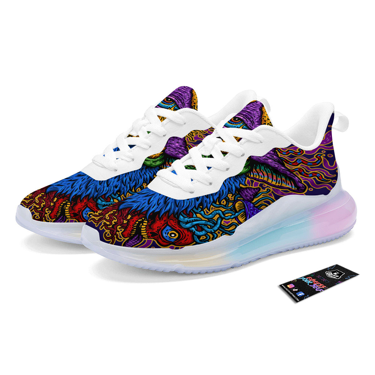 Psychedelic Magic Mushroom Print Running Sneakers-grizzshop