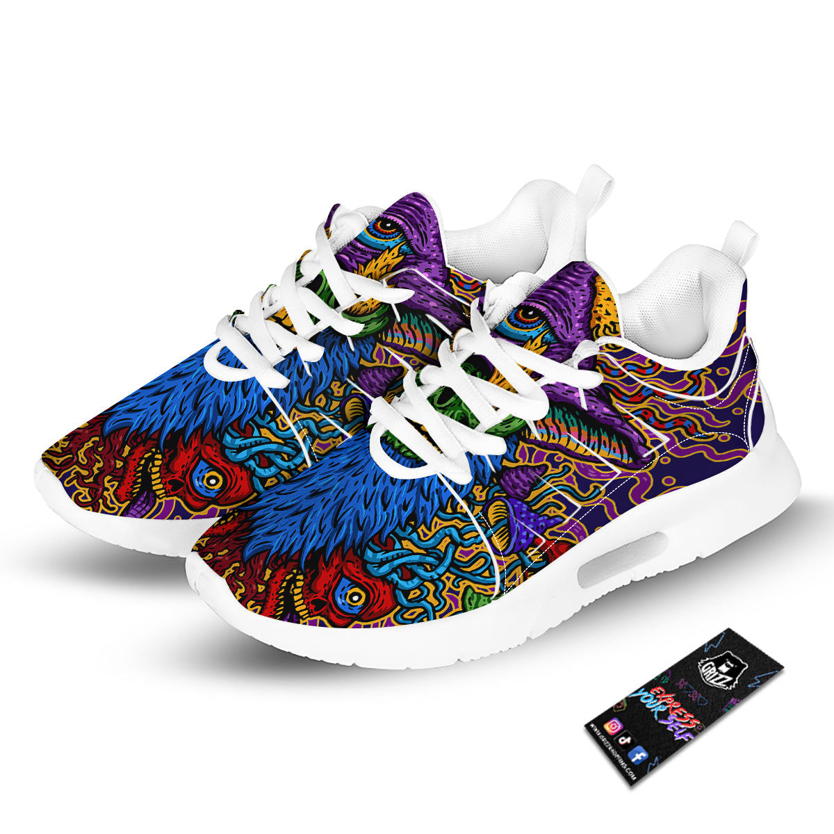 Psychedelic Magic Mushroom Print Tennis Shoes-grizzshop