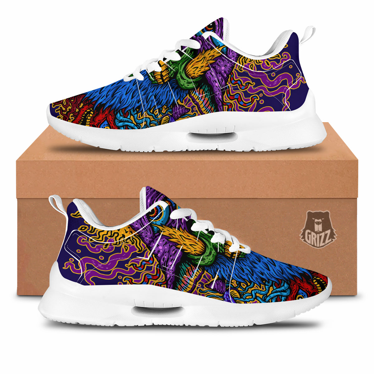 Psychedelic Magic Mushroom Print Tennis Shoes-grizzshop