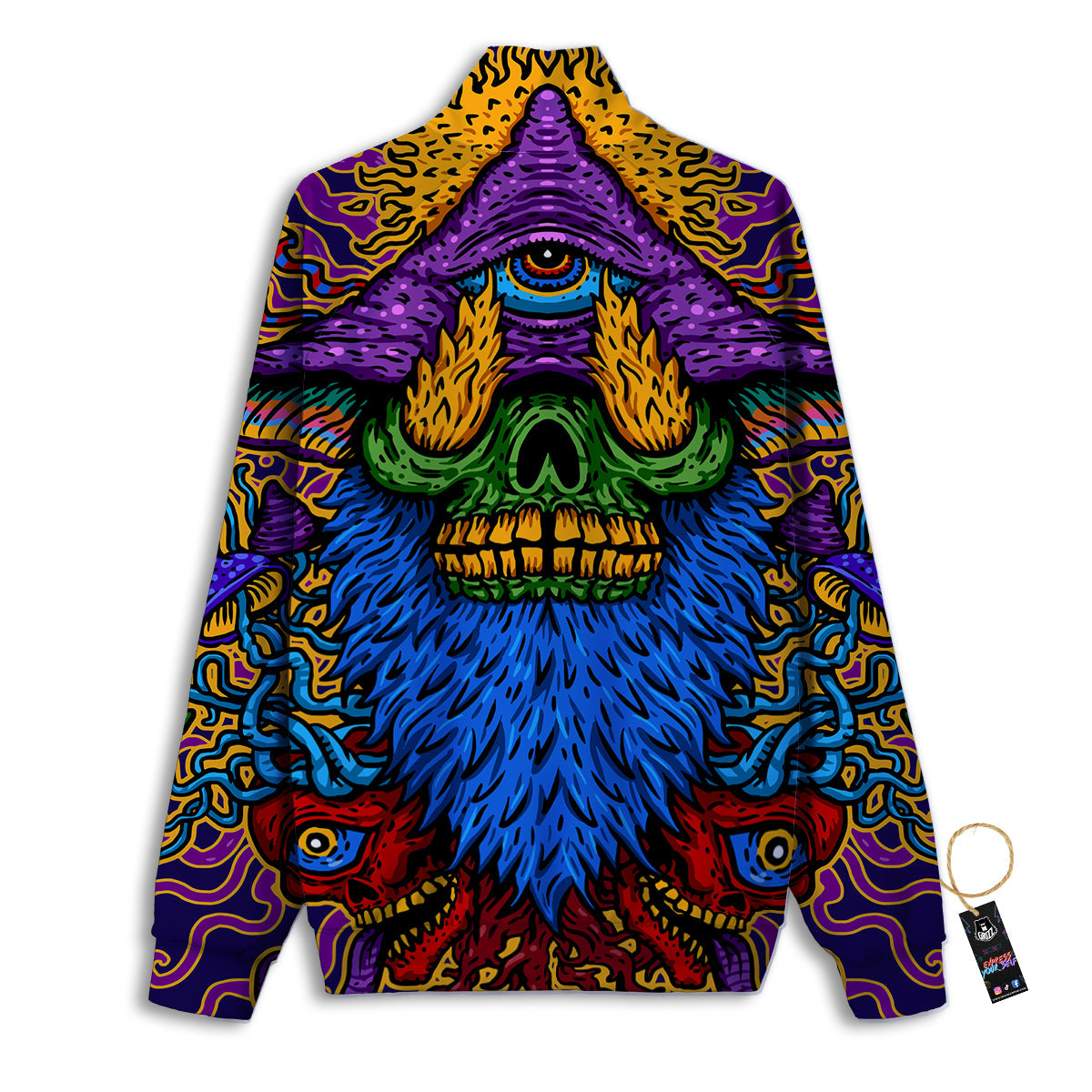 Psychedelic Magic Mushroom Print Track Jacket-grizzshop