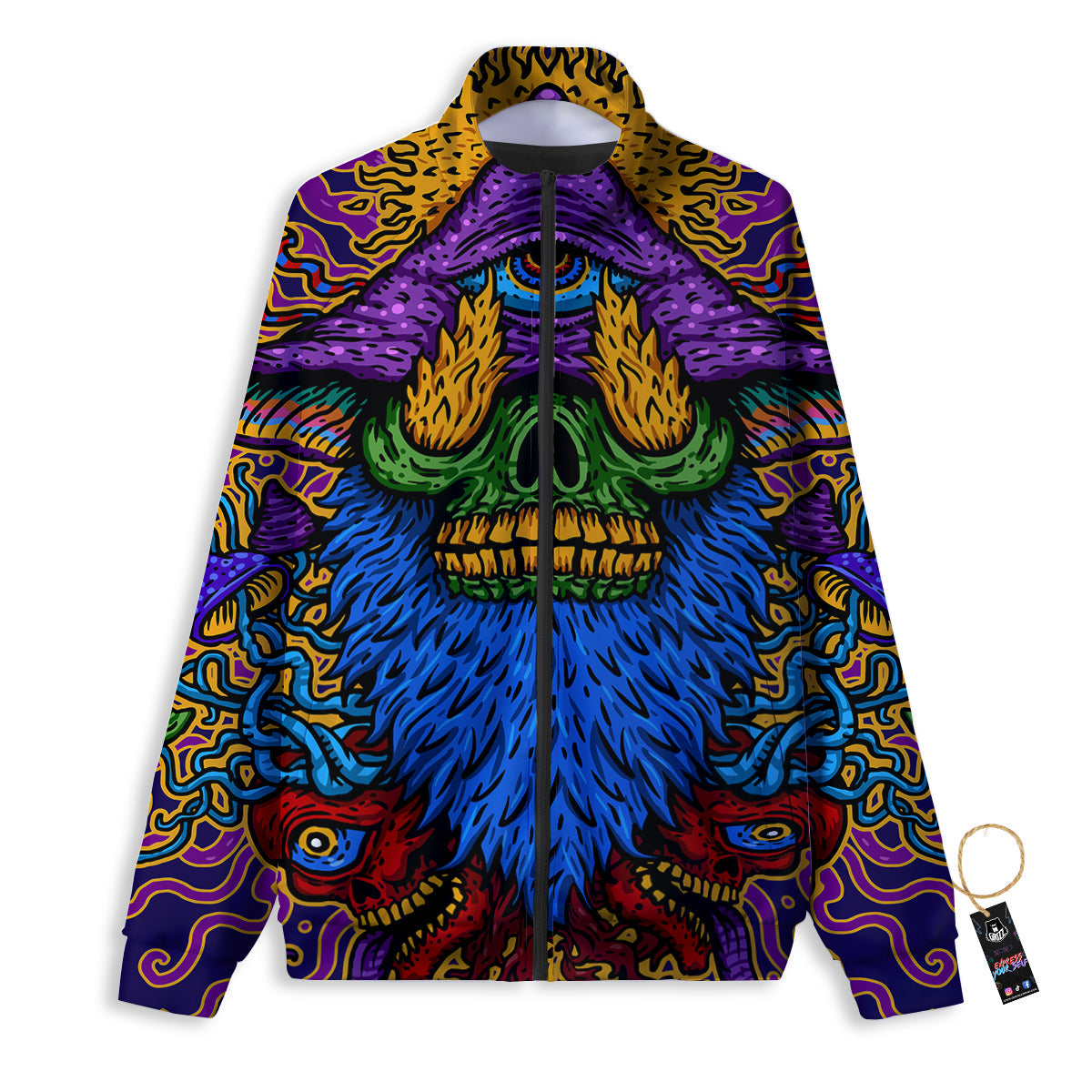 Psychedelic Magic Mushroom Print Track Jacket-grizzshop
