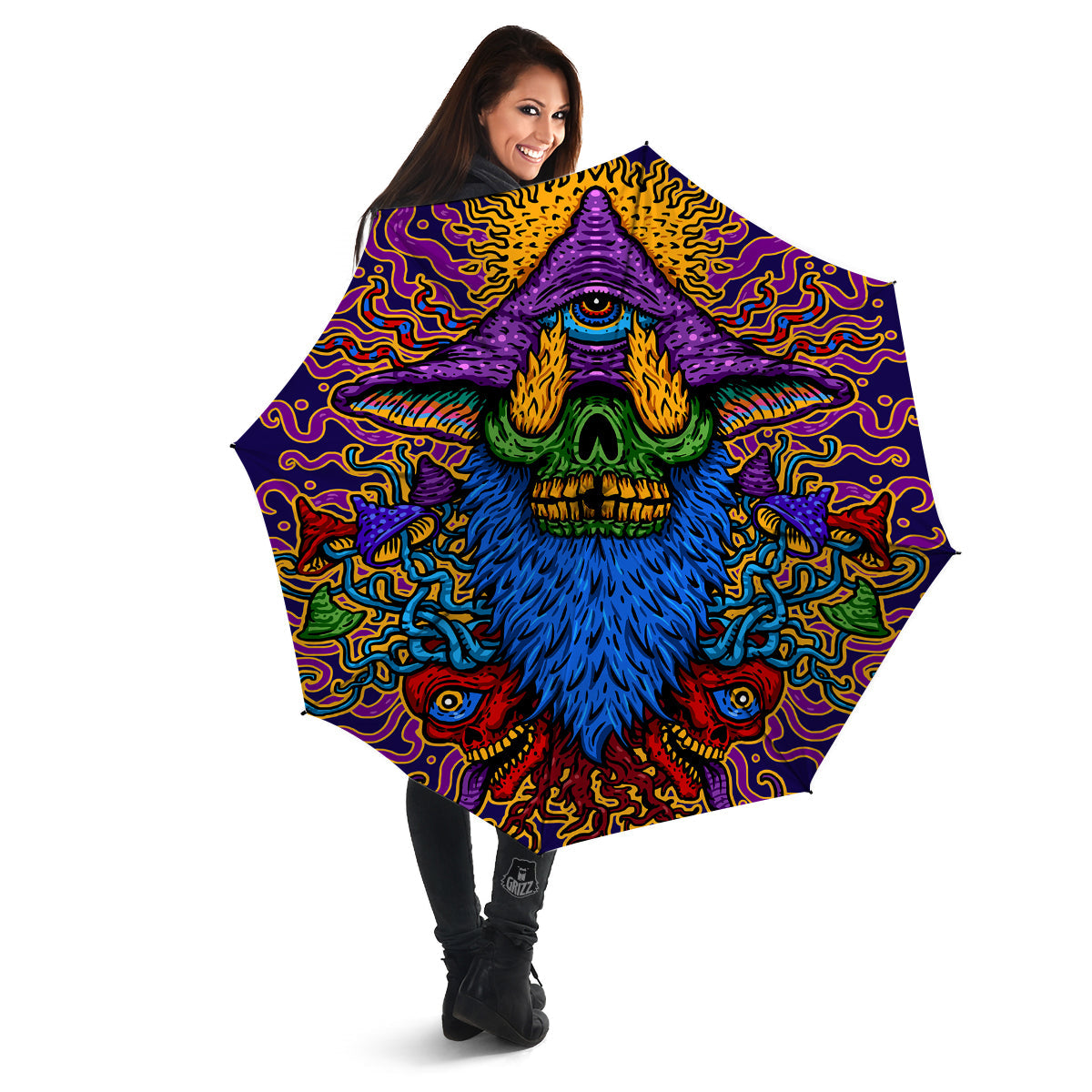 Psychedelic Magic Mushroom Print Umbrella-grizzshop