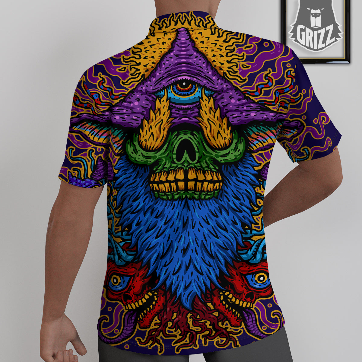 Psychedelic Magic Mushroom Print Untucked Shirts-grizzshop