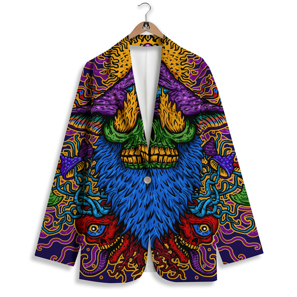 Psychedelic Magic Mushroom Print Women's Blazer-grizzshop
