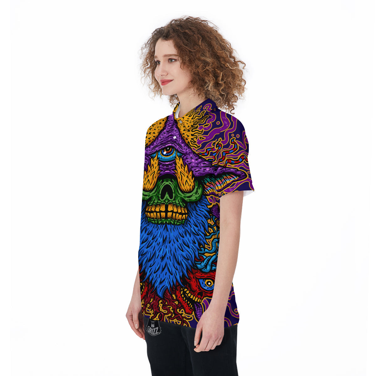 Psychedelic Magic Mushroom Print Women's Golf Shirts-grizzshop