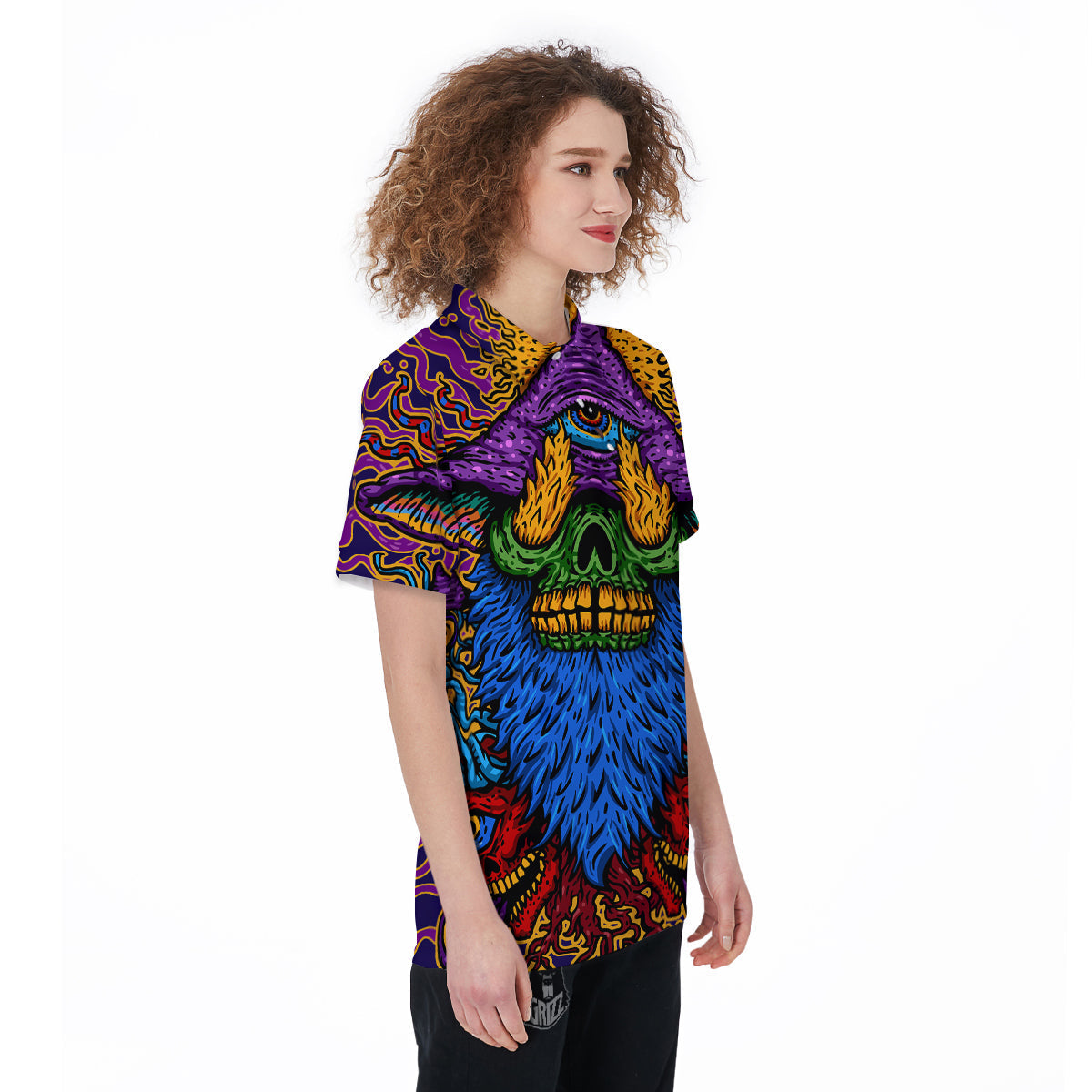 Psychedelic Magic Mushroom Print Women's Golf Shirts-grizzshop