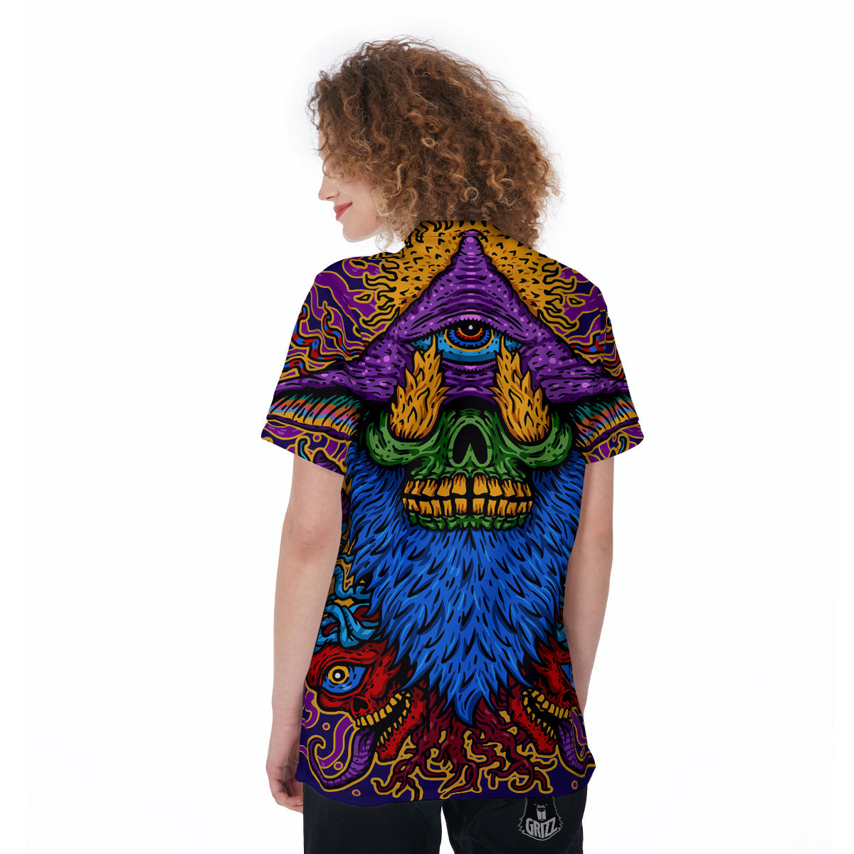 Psychedelic Magic Mushroom Print Women's Golf Shirts-grizzshop