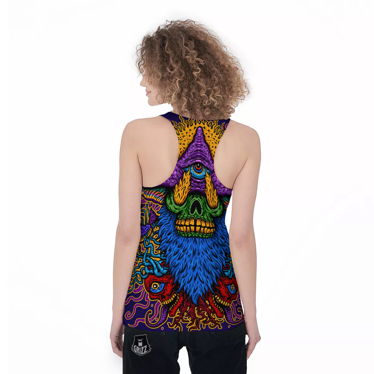 Psychedelic Magic Mushroom Print Women's Racerback Tank Top-grizzshop