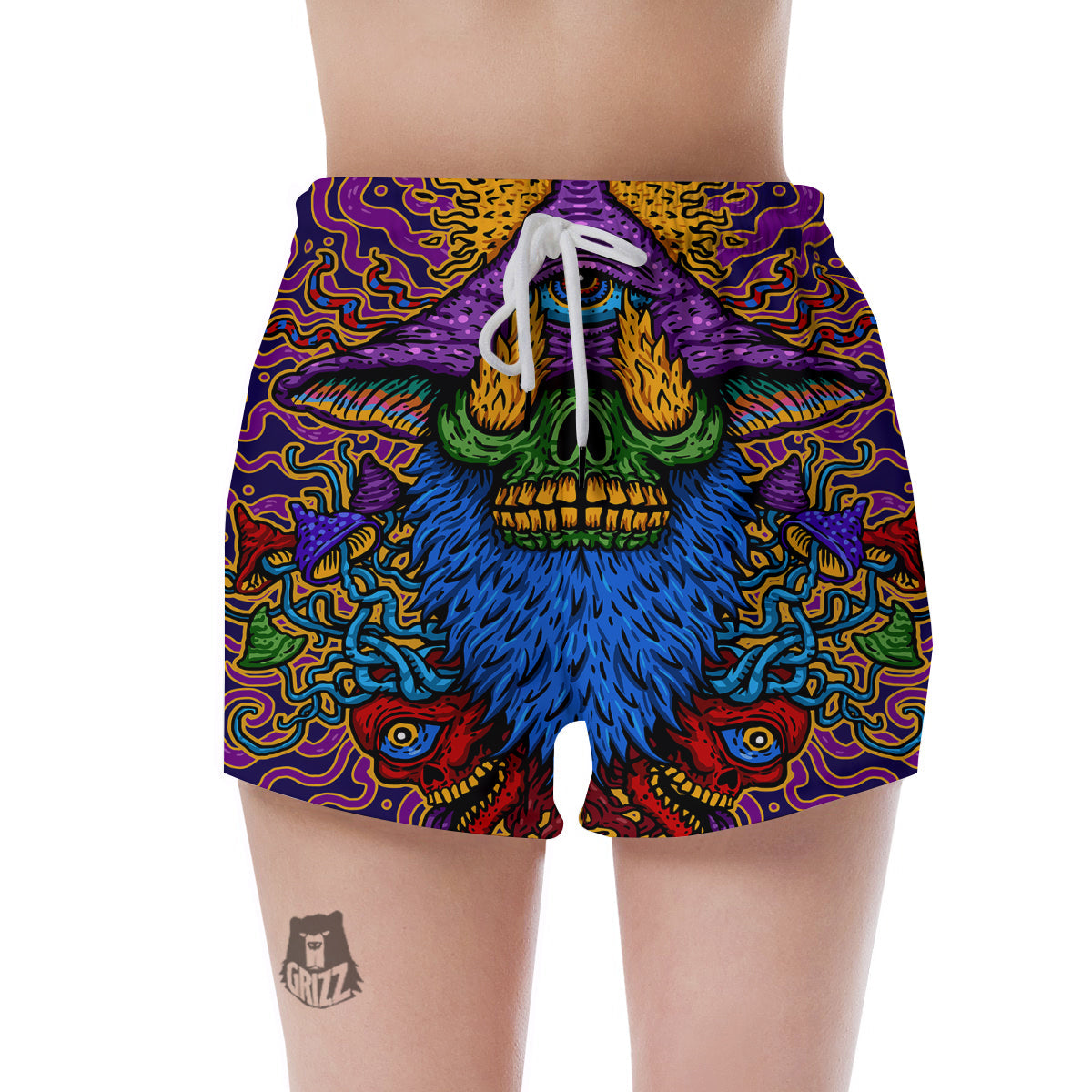 Psychedelic Magic Mushroom Print Women's Shorts-grizzshop