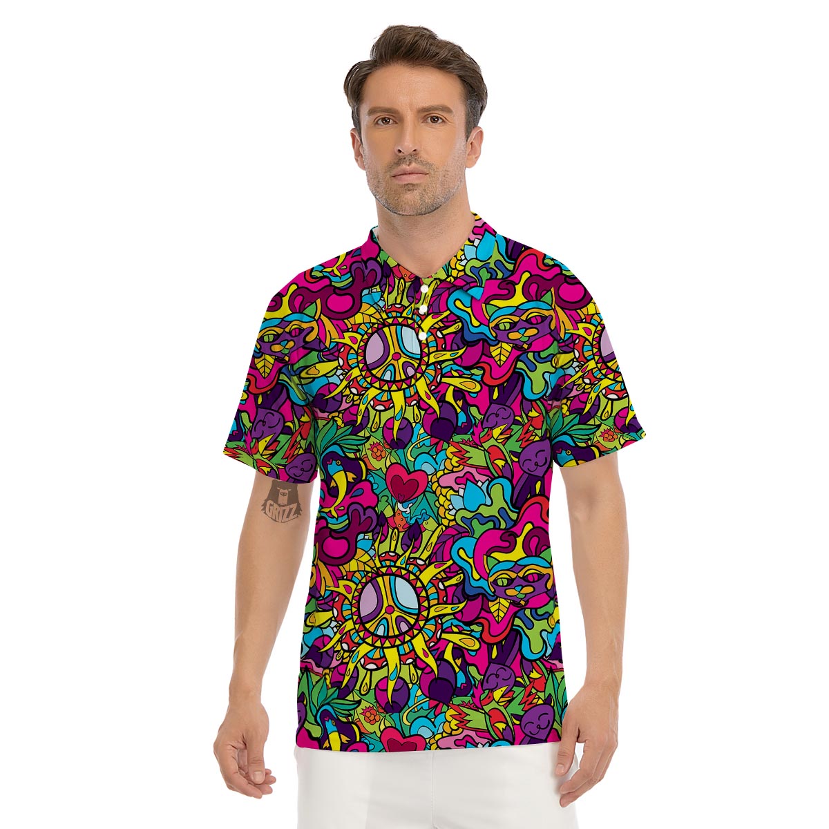 Psychedelic Men's Golf Shirts-grizzshop
