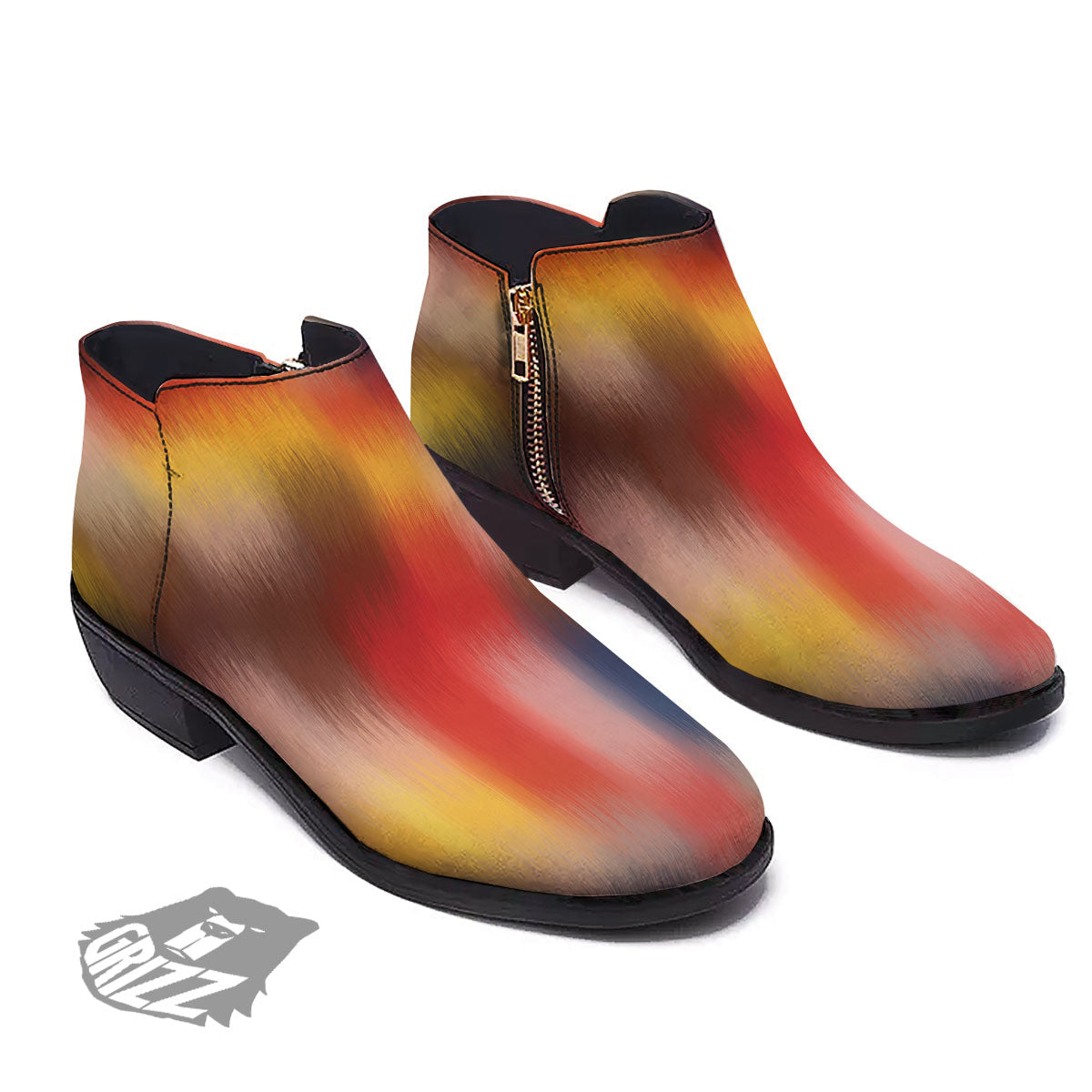 Psychedelic Multicolor Print Ankle Boots-grizzshop