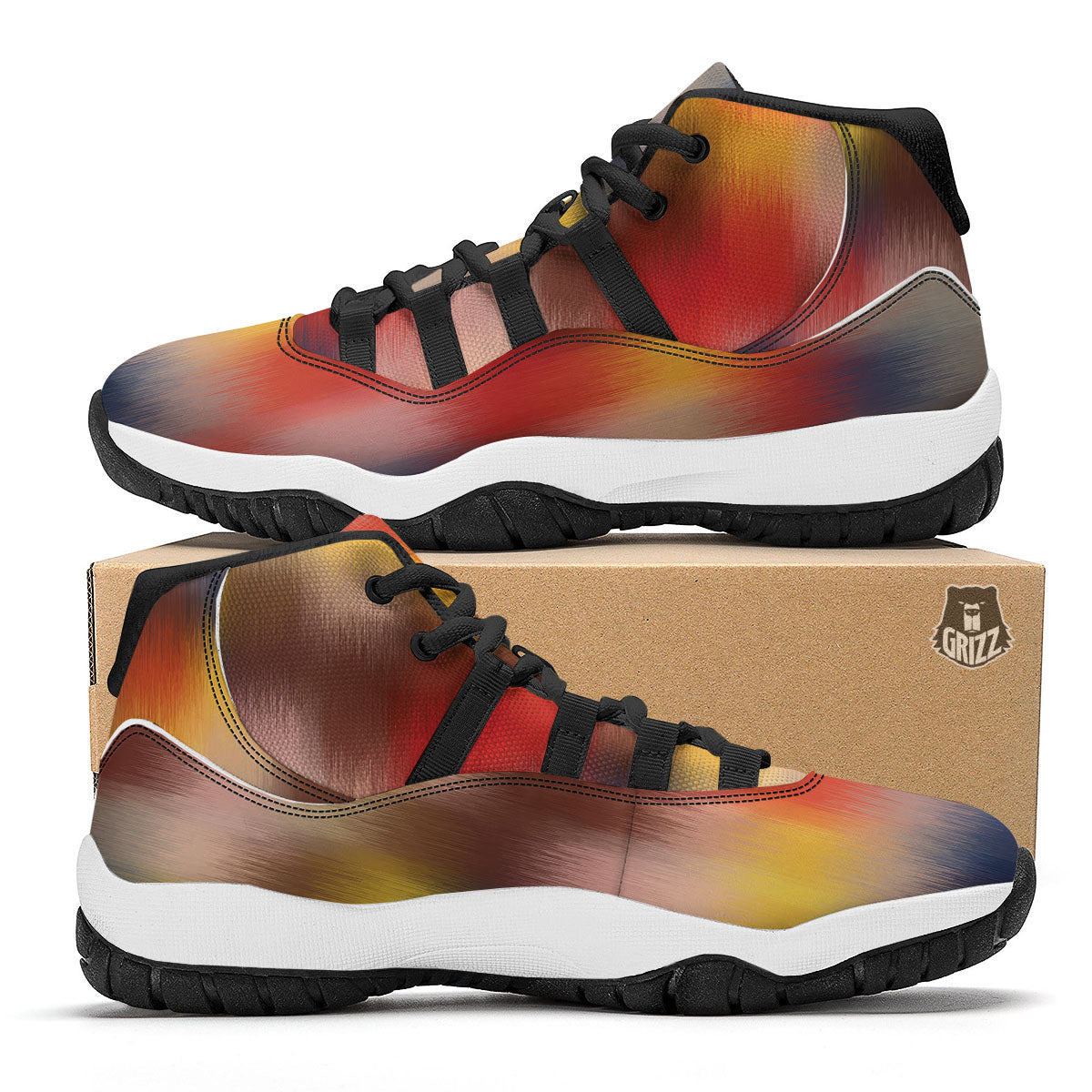 Psychedelic Multicolor Print Black Bball Shoes-grizzshop